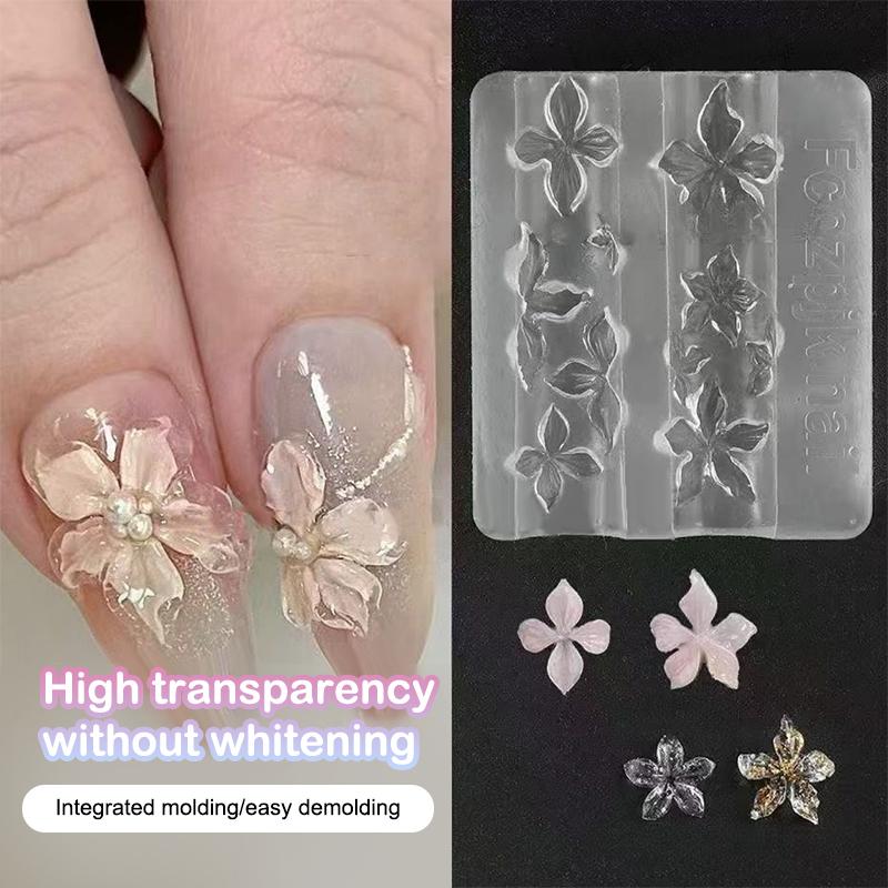 1/3 buc Relief Crini Flori Matriță Sculptură Unghii 3D Silicon Hawaii Hibiscus Flori Petale Șabloane Modelare Unelte Unghii Transparente