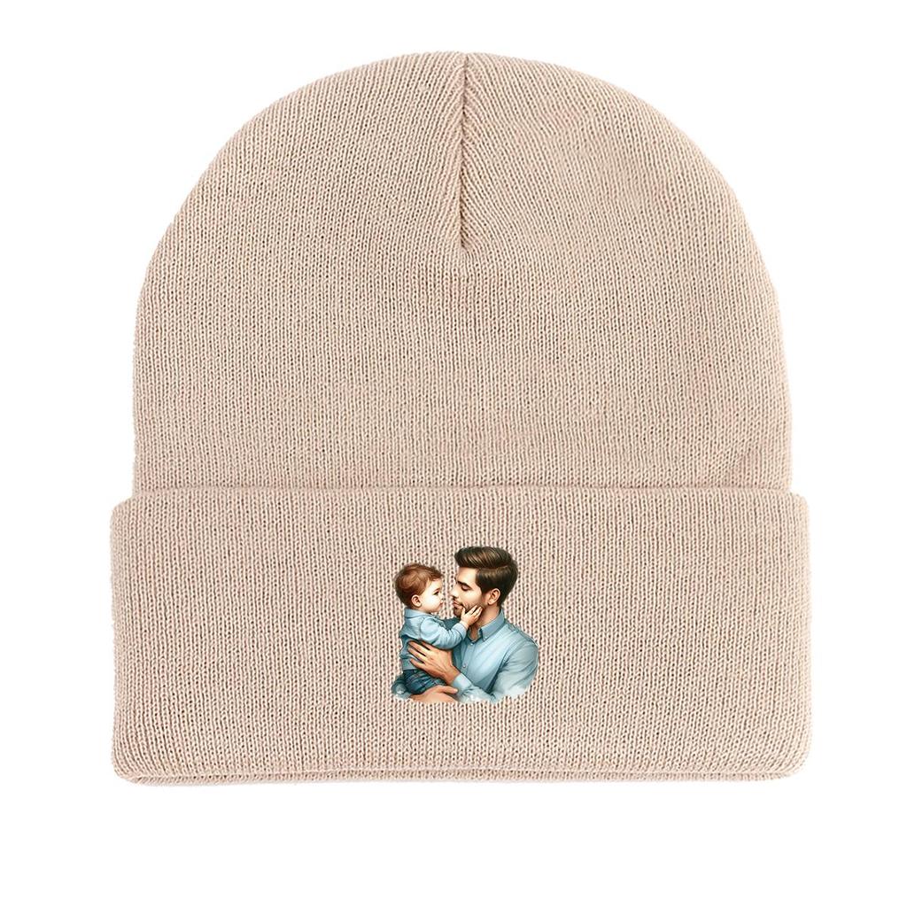 Chapéu de Lã Estampado Pai Família, Gorro Skull Cap Térmico Aconchegante Esportivo Bonnet Touca de Tricô Beanie