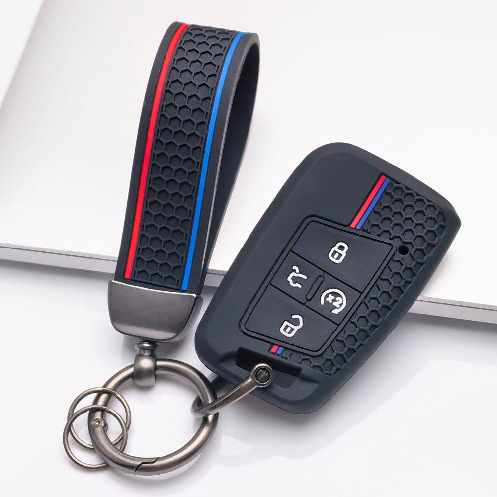 4 Button Silicone Key Fob Cover Keychain for VW Golf 8 Magotan B9 Passat Tayron Lamando L, Fits VW Golf Passat, Anti-Scratch Protective Case