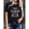 Women'S Casual Hail Lilith Graphic T-Shirt - Black Short Sleeve Round Neck Tee with Gothic Angel & Cauldron Design