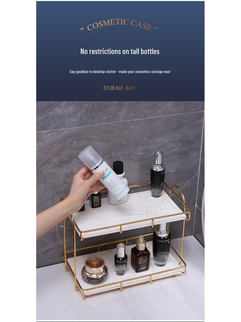Elegant Bathroom Shelf: Toilet Storage Rack, Desktop Organizer, Cosmetic Holder, Light Luxury Style