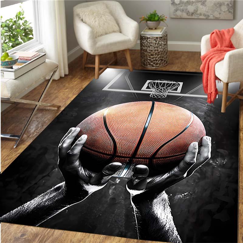 Koberce s umeleckou potlačou Basketbalový sen, Protišmyková podložka, Koberec do obývacej izby, spálne, Domáci koberec do herne, Dekoratívny koberec