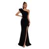 Amazon European and American Celebrity Temperament Sexy Model Car Model Dress, Lotus Leaf Single Shoulder Slim Long Evening Dress