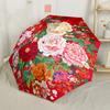 Floral Harmony In Red Automatic Umbrella Folding Umbrella with 8 Ribs Sturdy Construction Travel Essential Compact Folding Umbrella