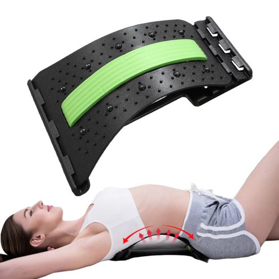 Waist Trainer Back Stretcher Adjustable Cervical Spine Lower Back Neck Pain Relief Massager Cushion Arch Lumbar Back Cracker Board Stretching Device