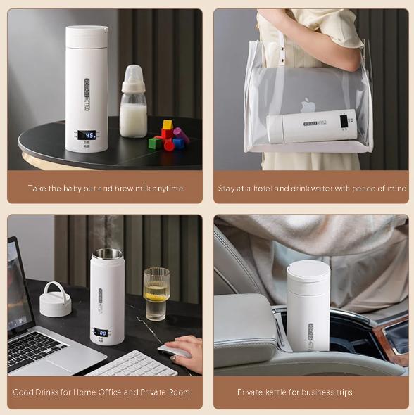 Portable Electric Kettles Tea Coffee Kettle Mini Travel Boil Water Stewable Keep Warm Appliances Thermo Anti-Scald Bottle