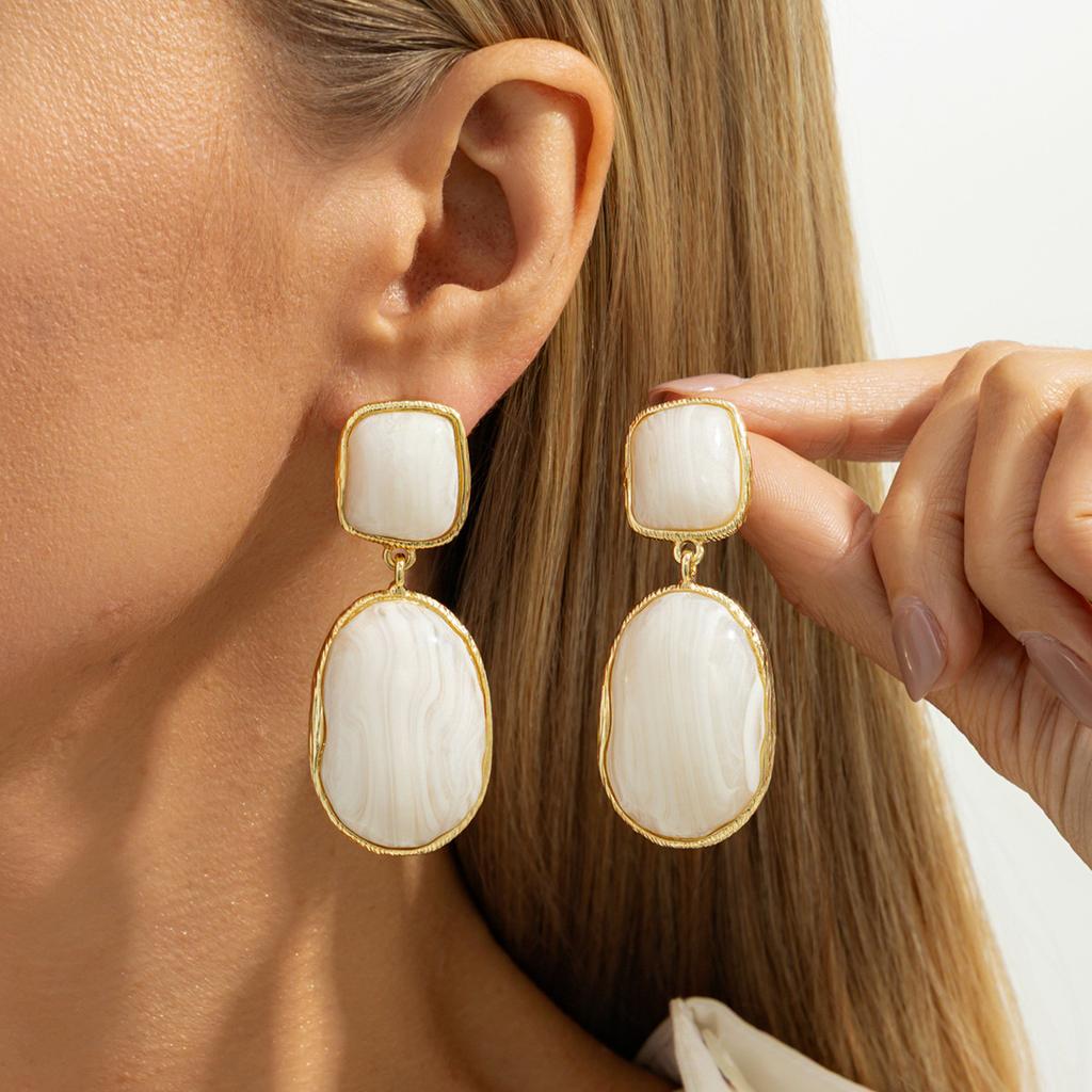 Minimalist INS Style Irregular Polygon Transparent Earrings Elegant Geometric Resin Earrings