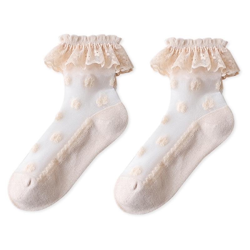 Meias Infantis com Renda Respirável Ajuste Elástico Meias de Tornozelo para Meninas Bebês de Recém-nascidos a Bebês 4 Cores Disponíveis