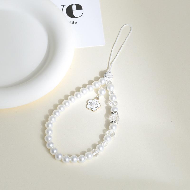 Stylish Floral Pearl Beaded Phone Lanyard for Women – Light Luxury, High-End Feel, Anti-Lost Chain