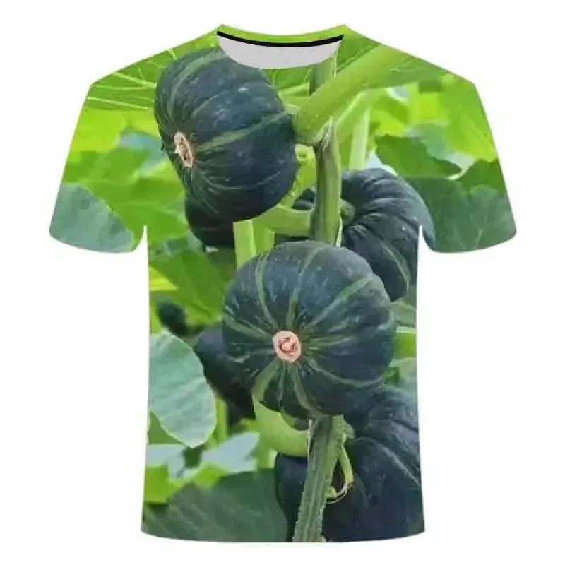 T-shirts d'été originaux et amusants avec graphismes de légumes pour hommes, mode décontractée tendance, personnalité, impression 3D, col rond, manches courtes
