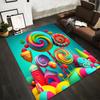 Bunter Teppich im Candyland-Design mit Lutscher- und Süßigkeitenmustern Geeignet für die Verwendung als Antirutsch für Wohnzimmer, Schlafzimmer, Sofas