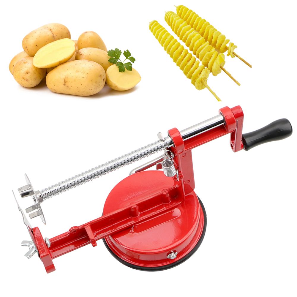 Grønnsaksspiralizer Spiral Fransk Fries Kutter Matlagingsverktøy Twisted Potet Eplekutter Rustfritt Stål Twisted Potetkutter Manuell