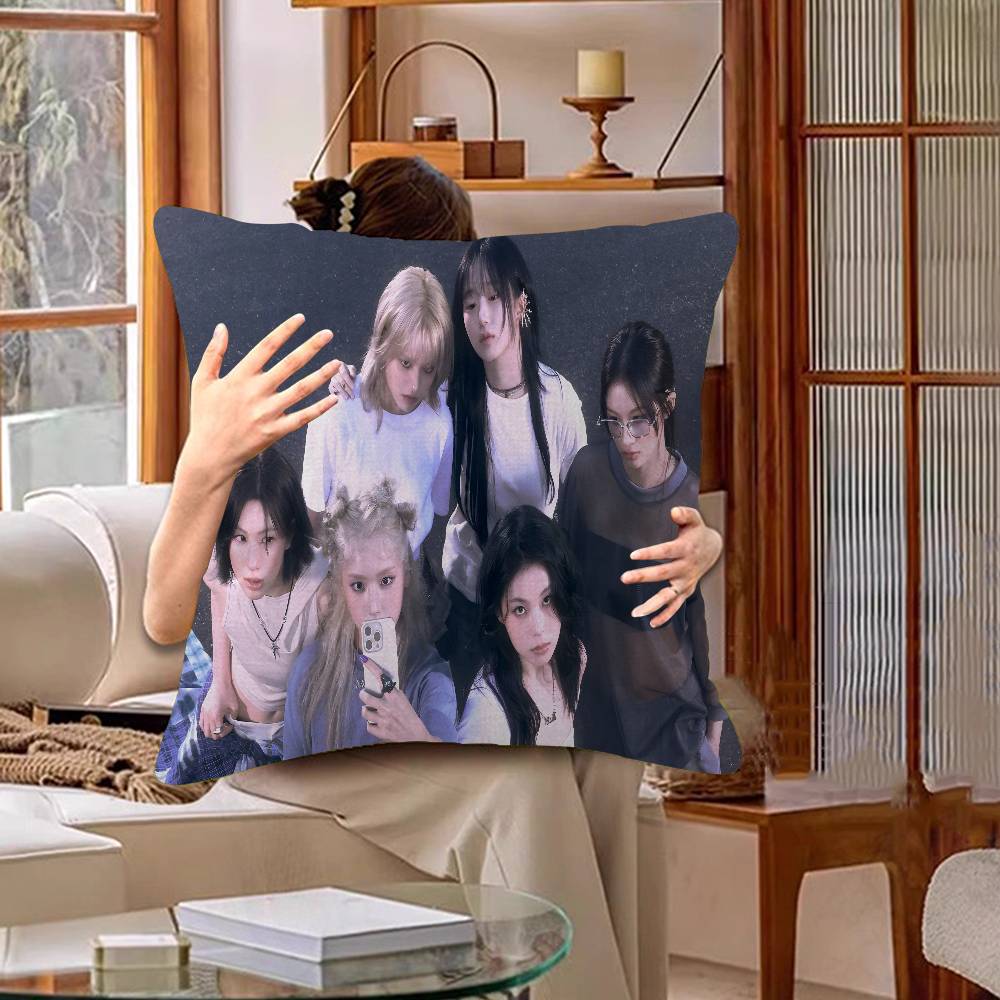 Girlgroup Unique N-Nmixx Pillow Anime Pillow Sofa Bed Head Pillow Cover Cushion Cover 45X45 Cm Fashion