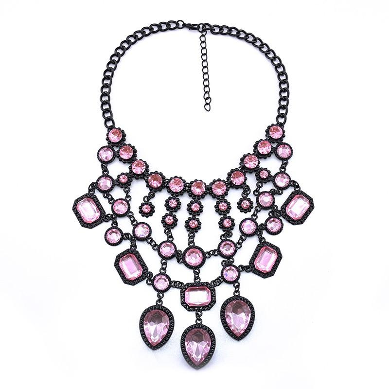 Fashion Fashion Luxury Black Multi-Layer Crystal Gemstone Tassel Necklace