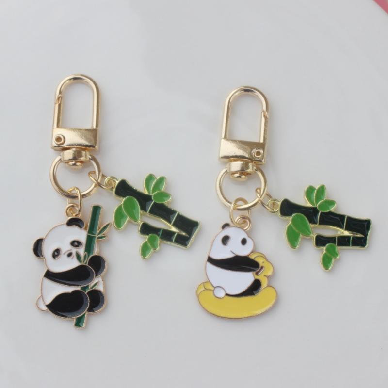 New Cute Panda Metal Keychain Cartoon Style Adorable Key Chain Pendant For Men And Women Bag Charm