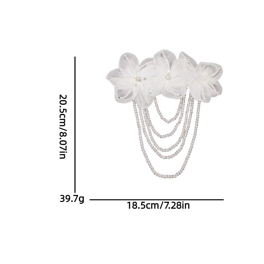 1Pc New Beaded Decoration Flower Patch Detachable Crystal Chiffon DIY Sewing Decals Tassel Shoulder Tassel Epaulet