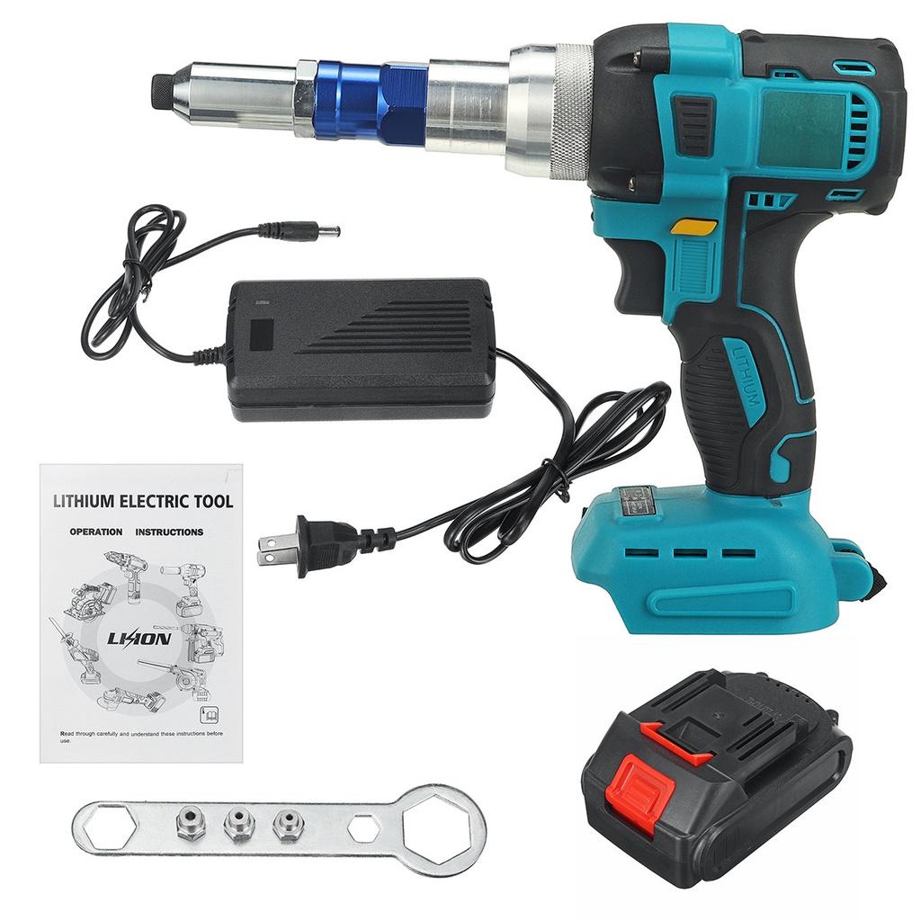 10000N Brushess Electric Rivet Gun Cordless Rivet Nut Gun Drill Riveting Tool Screwdriver 2.4-5mm For Makita 18V Battery