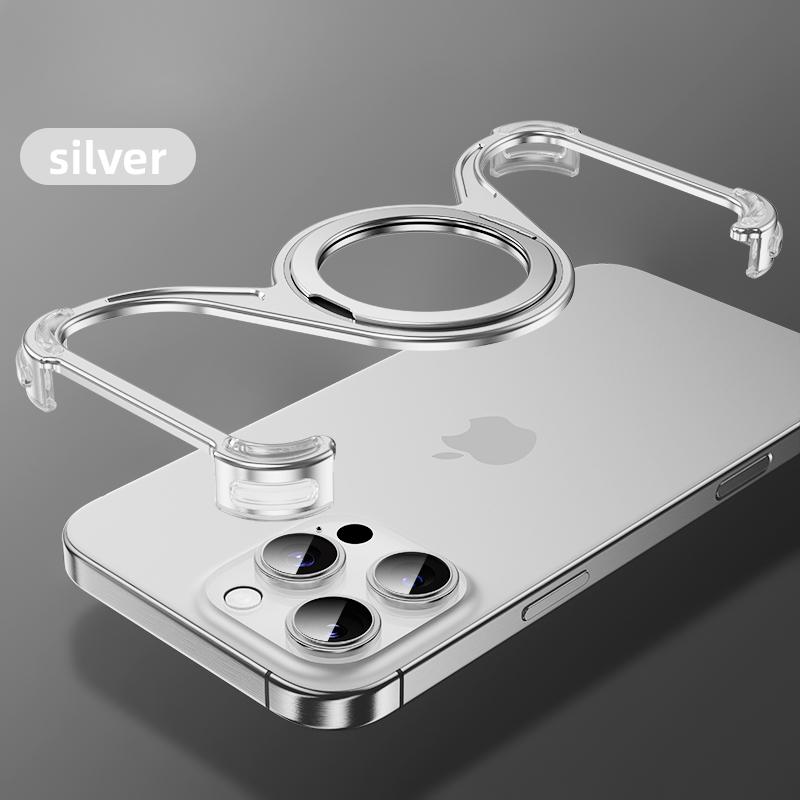 Magnetische metalen telefoonhoes voor iPhone 13 14 15 16 Pro Max Stand W-vormige telefoonhoes Aluminiumlegering houder Frameloze koelschaal