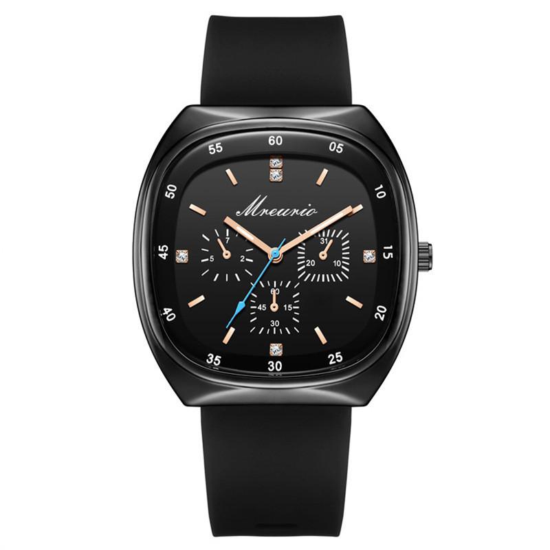 Fashion Silicone Watch Strap With Three Eye Blue Needle Male Quartz Watch For Men