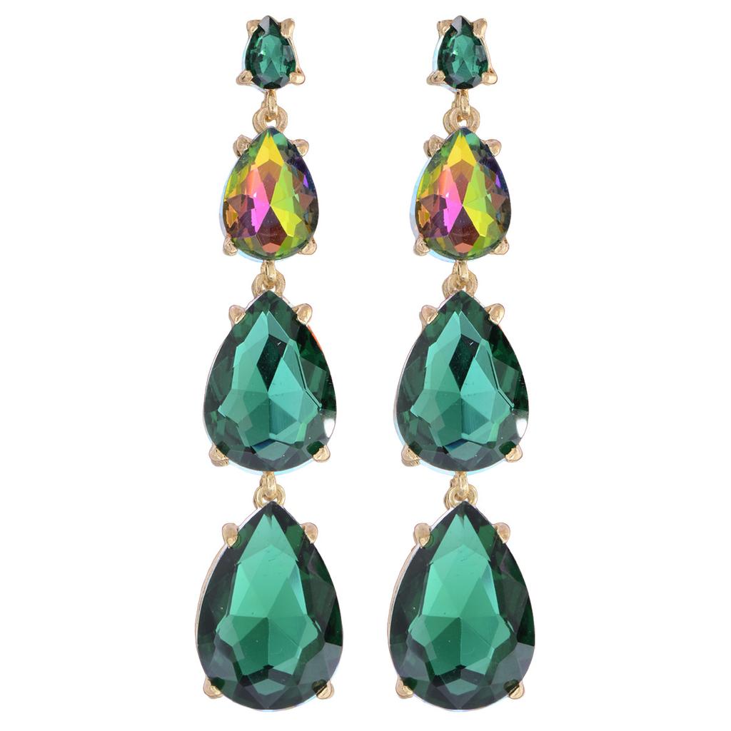 Boucles d'oreilles longues goutte d'eau de luxe entièrement pavées de strass Boucles d'oreilles pendantes exagérées Bijoux tendance élégants polyvalents pour femmes