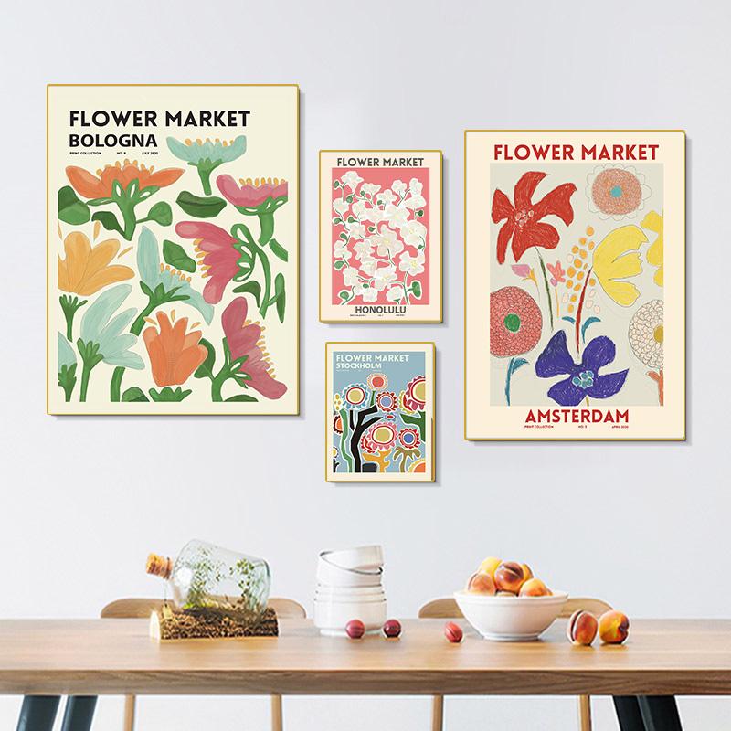 Abstract Flower Poster Printing Plant Wall Art Paris Canvas Painting Living Room Home Decoration