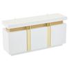 140*38*70cm Modern White Sideboard Display, 3 Doors, Dining Cabinet with Adjustable Dividers, Platinum Seams, Wide Handleless Compartments