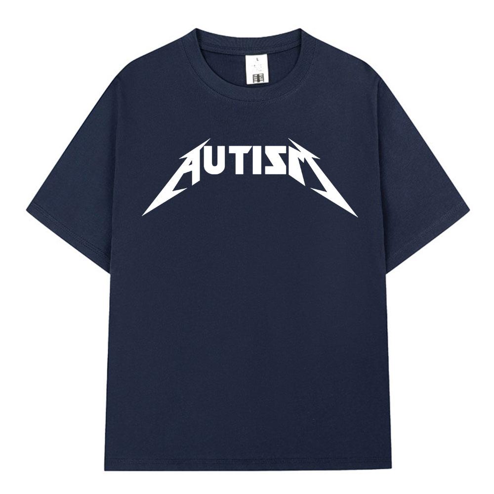 Autism Metal Rock Meme Tshirt Unisex Women Fashion Hip Hop Short Sleeve Oversized Tshirts 100 Cotton Comfort T Shirts Streetwear