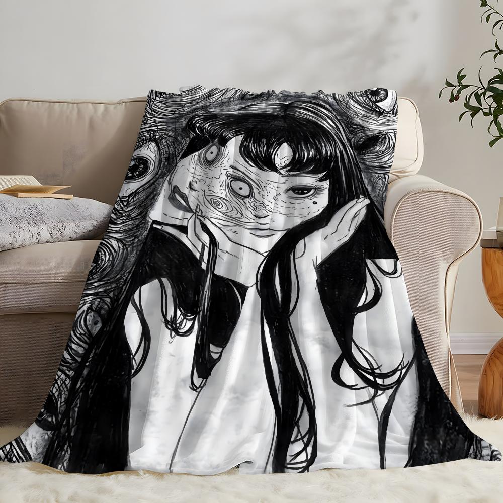 Meno Džundži Ito Tomie Retro Šaulių Mergina Mesti Flanelinis Mesti Antklodė: Minkštas, draugiškas vaikams, šiltas, antistatinis, visų sezonų, skalbiamas sofa