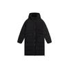 Li Ning Fitness Series Solid Color Storage Pocket Detail Mid-Length Hooded Down Jacket Women Outerwear Black AYMS034-2