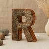 Wooden Letter R Rustic With Bark, 7cm