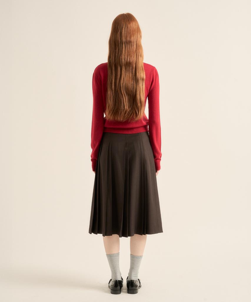 Seteo (W) Wool Pleated Skirt Brown