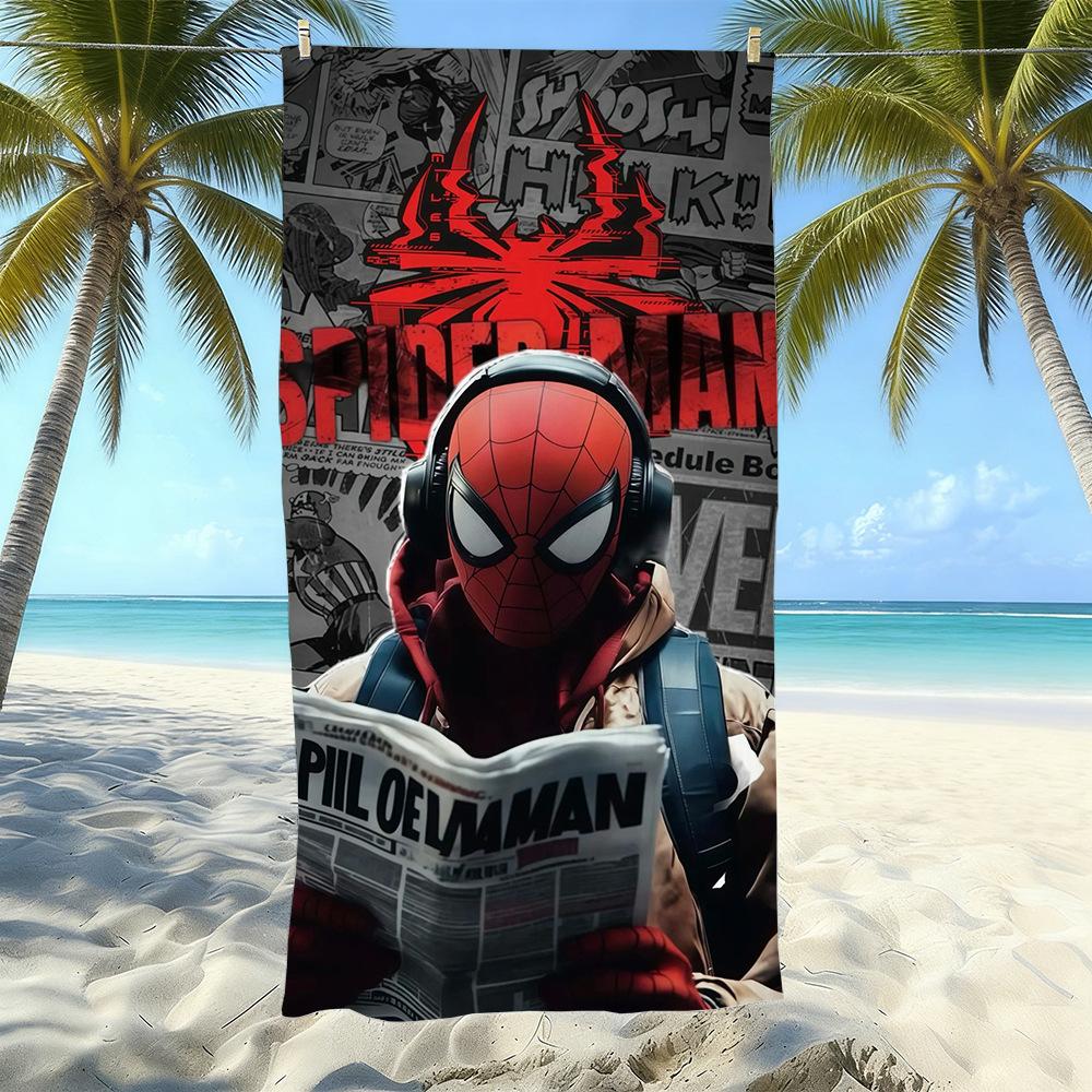 Marvel Spider-Man Cartoon Aufdruck Strandtuch, Meeresufer Schwimmen, Schnelltrocknend, Weich Und Hautfreundlich Urlaubsstrand