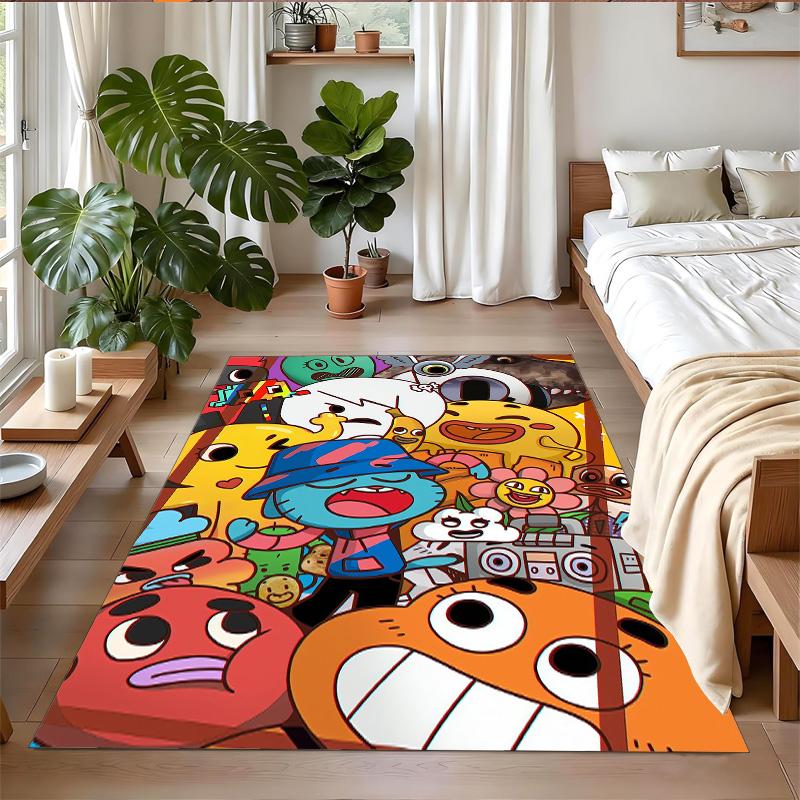 Antislip Kristalfluweel Vloerkleed, Amazing World of Gumball Ontwerp Tapijt voor Binnen Woonkamer Slaapkamer Huisdecoratie