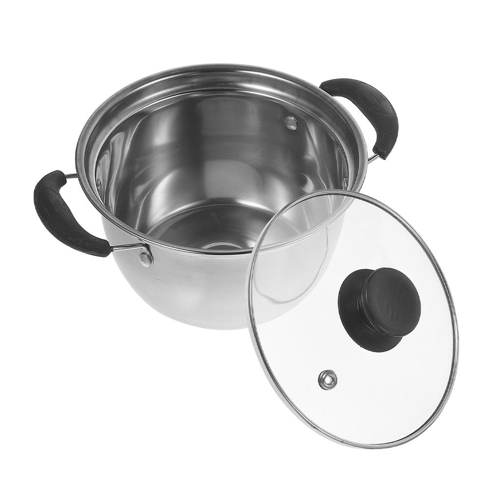 Stainless Steel Double Handle Soup Pot Stockpot Cooking Pans Kitchen Supplies Saucepan Small Milk Pan Silver Color Stainless