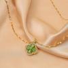 Luxury Green Four-Leaf Clover Titanium Steel Necklace High-Grade Luxury Collarbone Chain Net Red Ladies Necklace