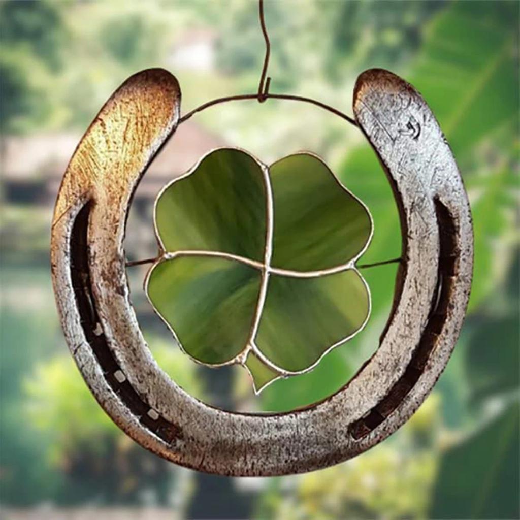 Four Leaf Luck Horseshoe Handmade Horseshoe Decor Good Luck Door Wall Decoration Horseshoe Art Ornaments Decorations 2025 Hogar