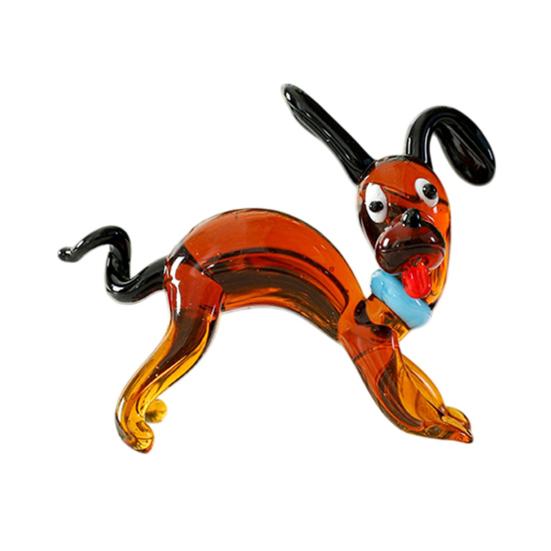 Mini Collectible Glass Dog Figurines Hand Blown Dog Ornament Faux Crystal Animal Statue for Home Office Shelf Desk Decor