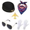 Airline Captain Costume Make Up Set Stewardess Make Up Hat Comfortable Fabric Uniform for Theme Event