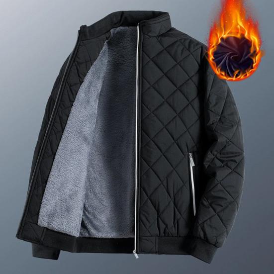 Men's Autumn and Winter Plus Size Thickened and Fluffy Loose Baseball Collar Warm Down Jacket Medium Long Solid Colour Outerwear