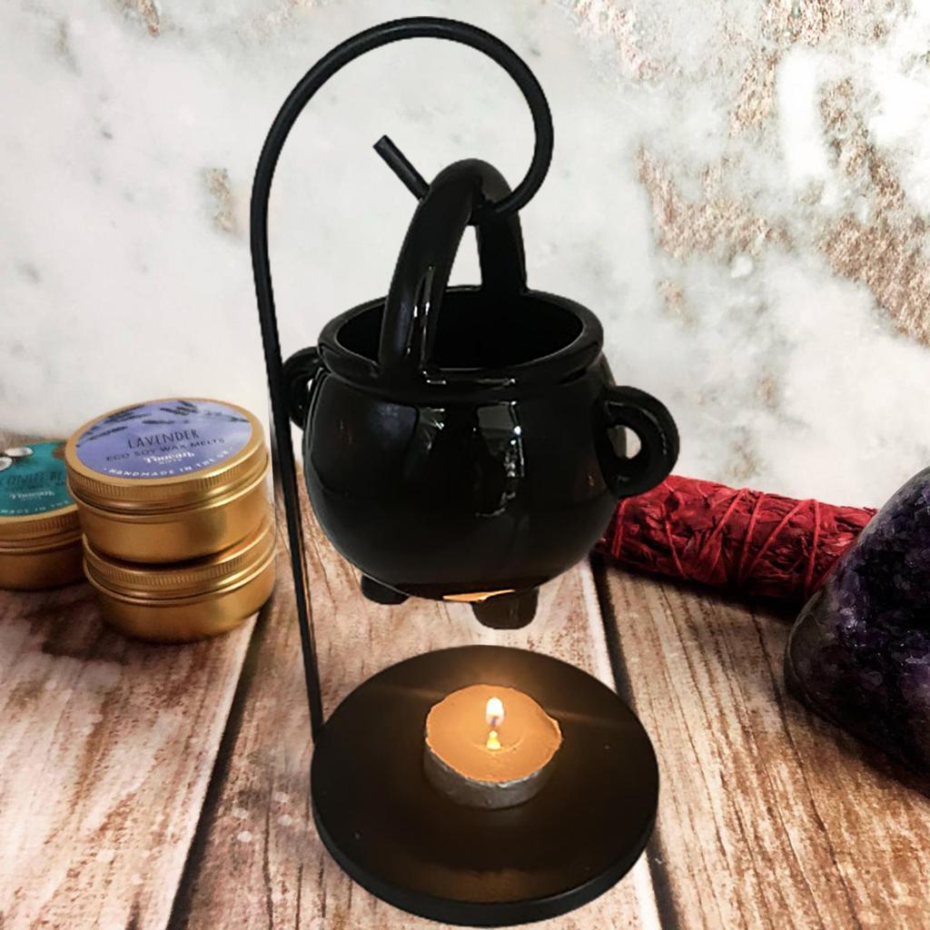 Hanging Witch Cauldron Oil Burner Witch Caldron Pot Candle Holder Smudging Incense Burning Essential Oil Diffuser for Home Decor
