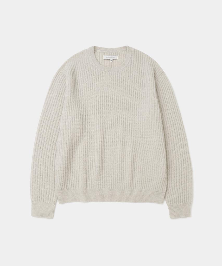 UNIFORM BRIDGE Hairy Crew Neck Knit Light Gray