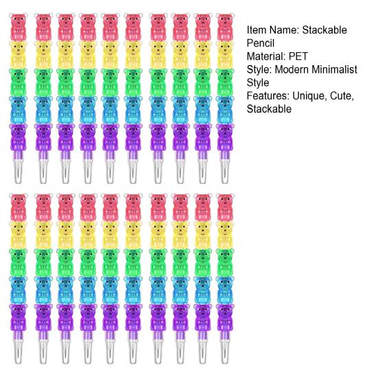 Crayons Ours en Plastique Empilables 5 en 1 Crayons à Empiler pour Fournitures de Fête d'Anniversaire Utilisation Scolaire et de Bureau