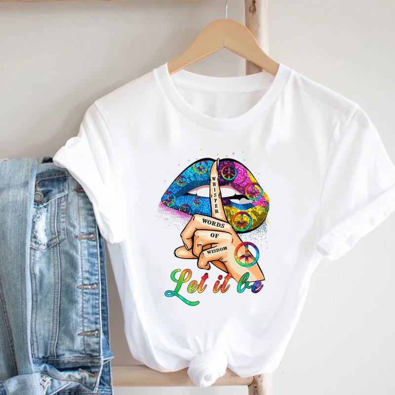 (Asian Size) Women Style Flower Trend Cute 90s Casual Top Clothing Fashion Print Lady Female Short Sleeve T Shirt Tee Graphic T-shirts