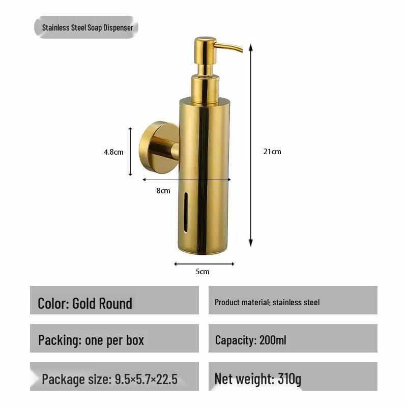 Wall-Mounted Stainless Steel Soap & Shampoo Dispenser with Press-Type Pump