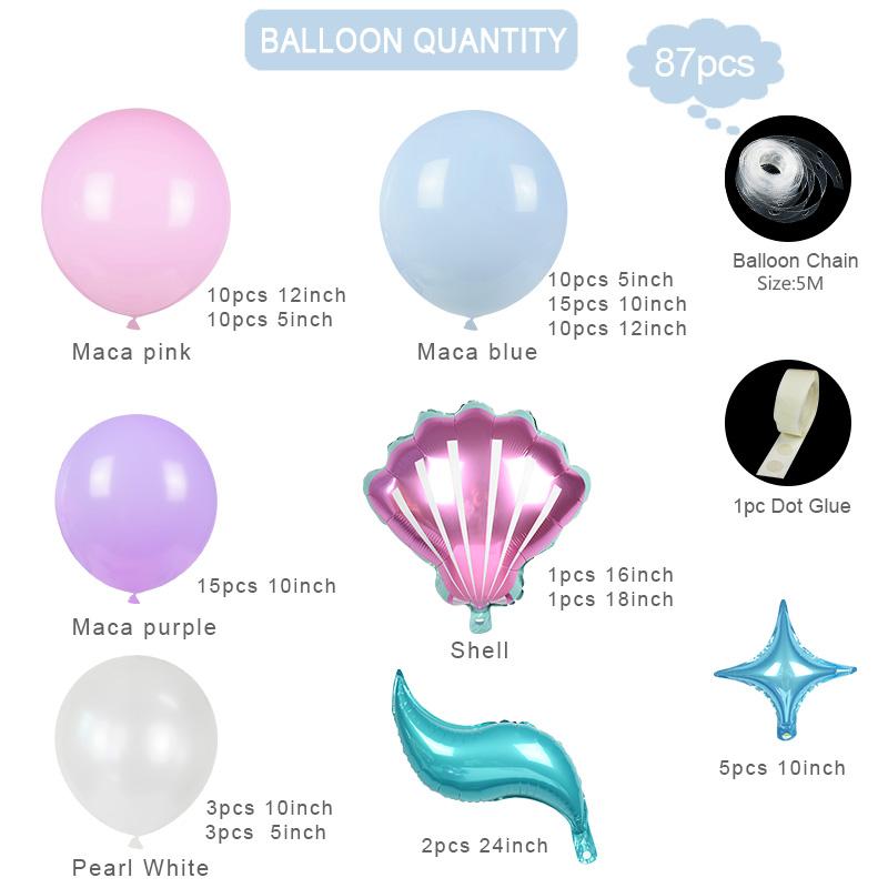 1Set Mermaid Tail Balloon Garland Arch Mermaid Theme Birthday Party Decorations Supplies Under the Sea Little Mermaid