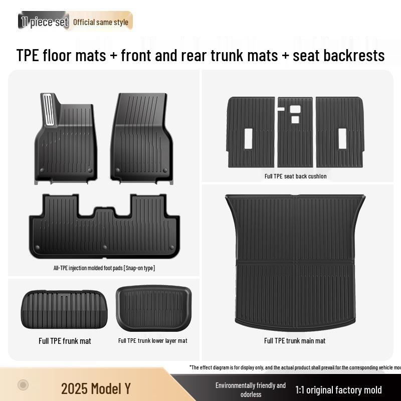 TPE All-Inclusive Floor Mats for Tesla Model Y (25 Refresh) - Includes Pedals, Free Shipping.
