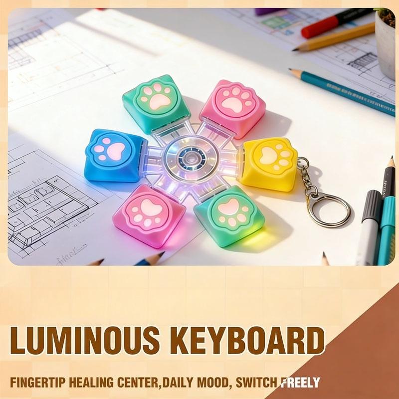 1-20PCS Silicone Cat Paw Keycap Fidget Spinner Stress Relief Toy for Keyboard Decompression Finger Gyroscope Keychain