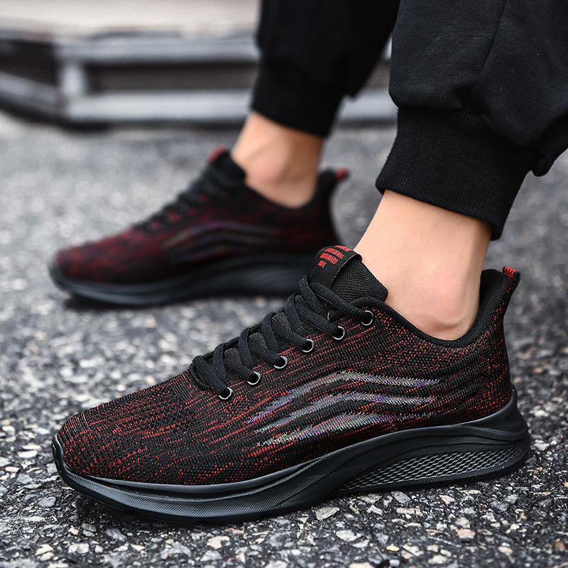 Spring Fly Weaving Large Size Cross-border Men's Shoes Mesh Breathable Sports Running Shoes Young Men's Casual Shoes