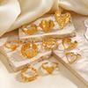 Fashion Heart Open Ring Women Stainless Steel Gold Color Rings Luxury Wedding Band Waterproof Zircon Birthday Gift Wholesale
