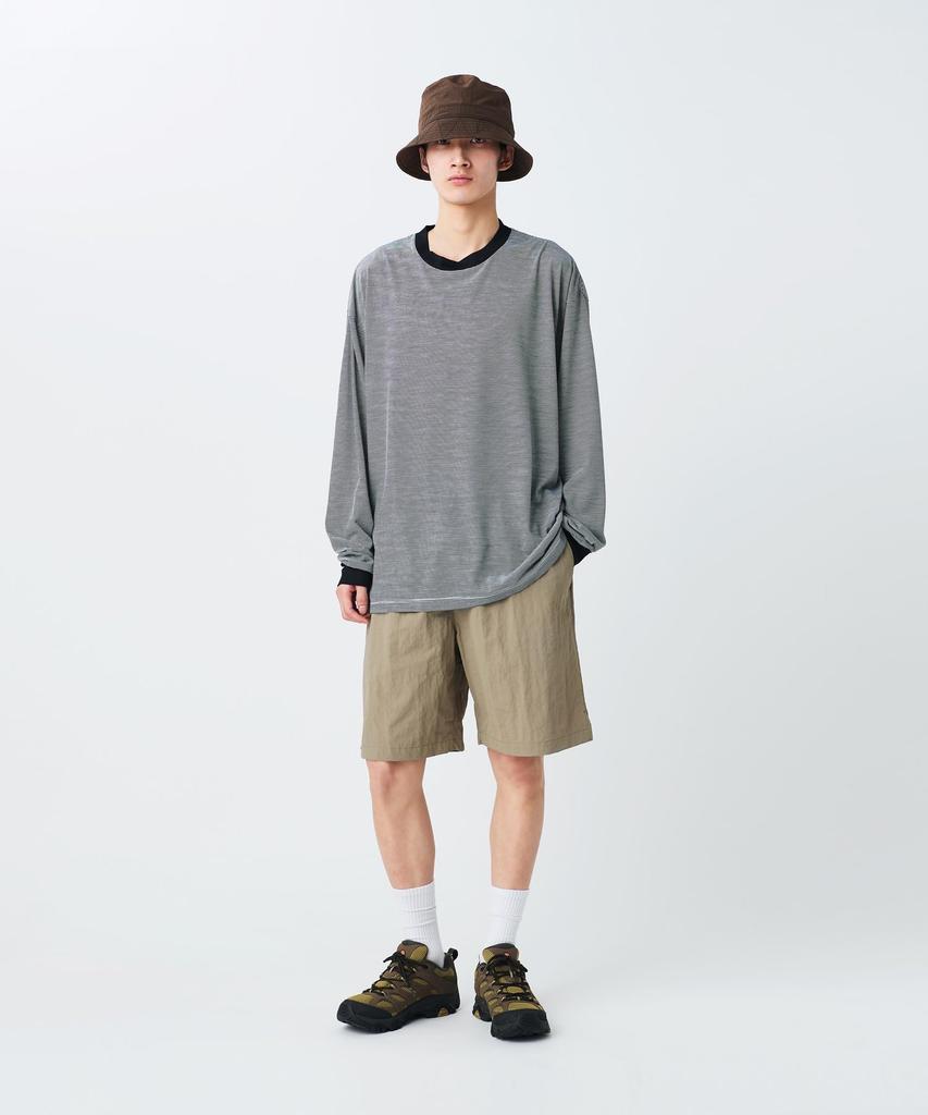Snow Peak Summer Wool Stripe Long Sleeve T-Shirt CS-26SU006, Men's/Women's, BLACK, M